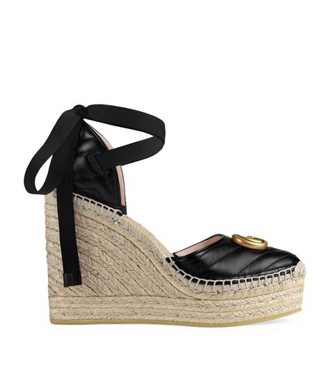 gucci espadrilles black leather|gucci leather espadrille sandals.